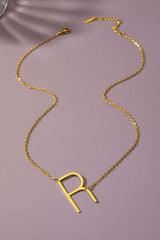 Large Stainless Steel initial Letter Pendant Necklace