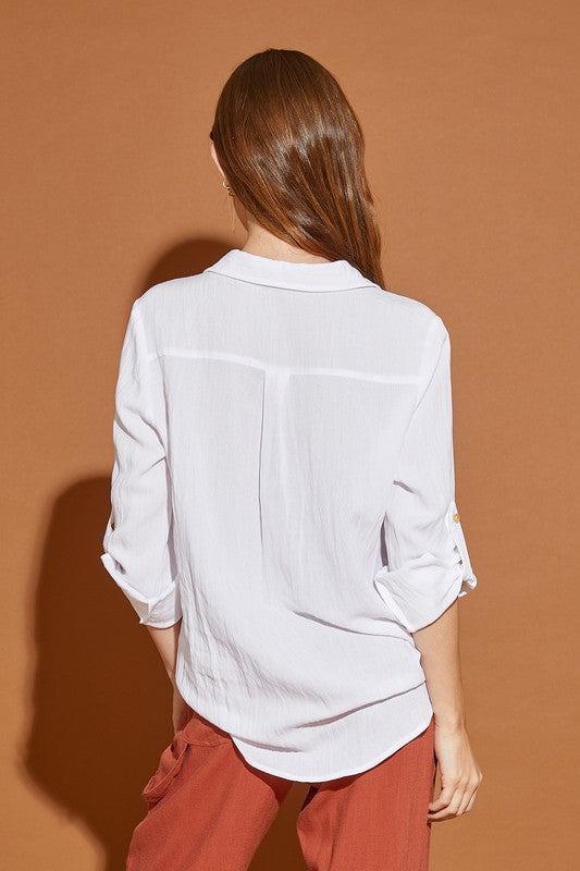 Shop Off White V Neck Button Down Henley Shirt | Boutique Clothing, Shirts, USA Boutique