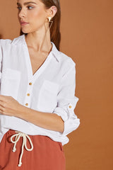 Shop Off White V Neck Button Down Henley Shirt | Boutique Clothing, Shirts, USA Boutique