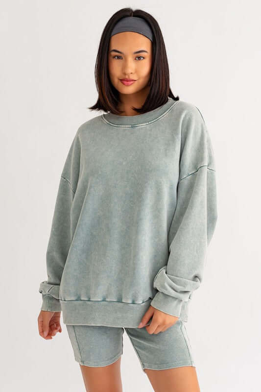 Washed Oversized Pullover Sweatshirt