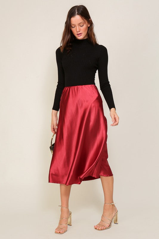 Lux Satin Midi Flare Skirt, TIMING, A Moment Of Now