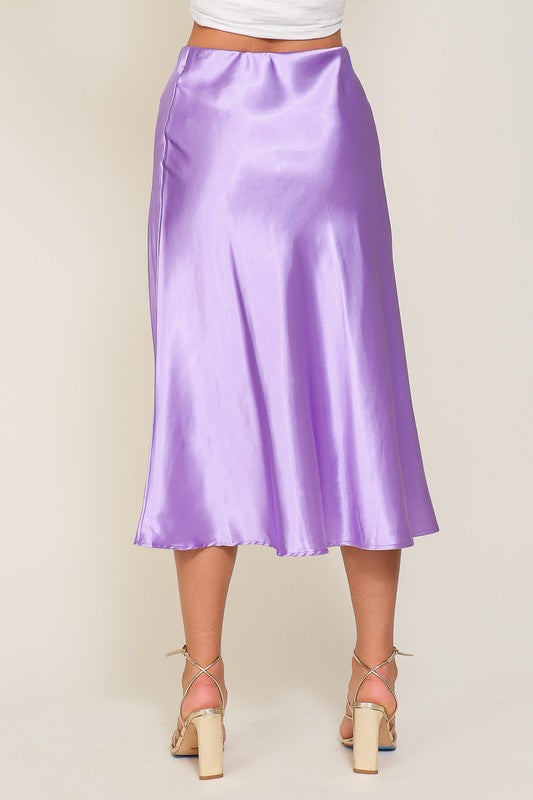 Shop Women's Lux Satin Midi Flare Skirt | Boutique Clothing & Jewelry, Skirts, USA Boutique