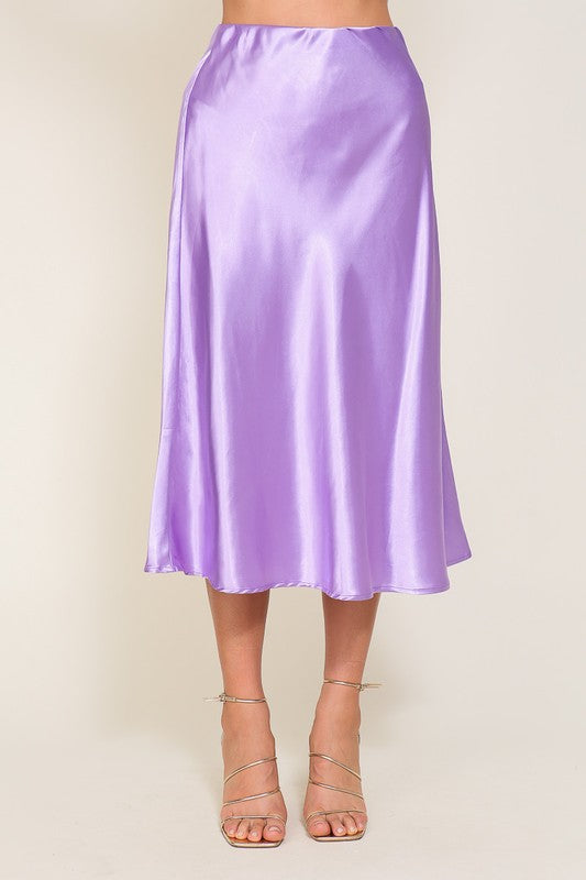 Shop Women's Lux Satin Midi Flare Skirt | Boutique Clothing & Jewelry, Skirts, USA Boutique