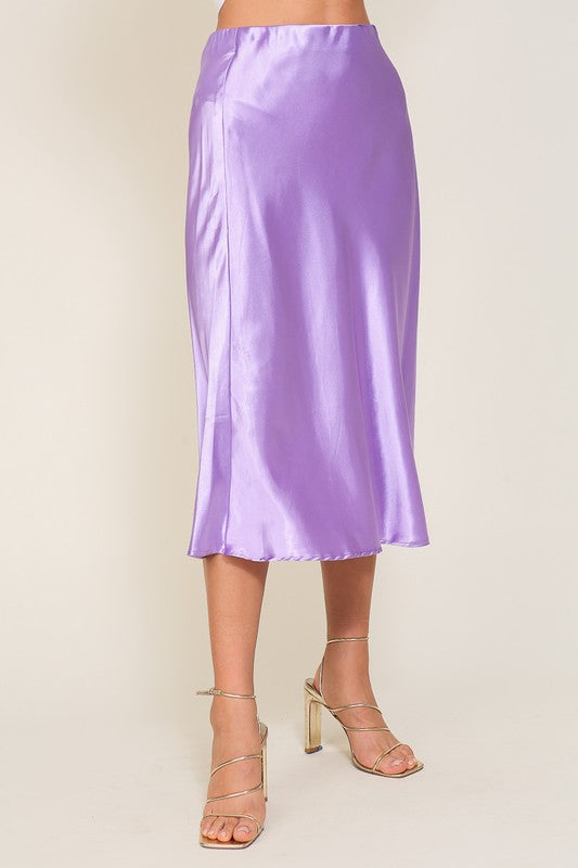 Shop Women's Lux Satin Midi Flare Skirt | Boutique Clothing & Jewelry, Skirts, USA Boutique