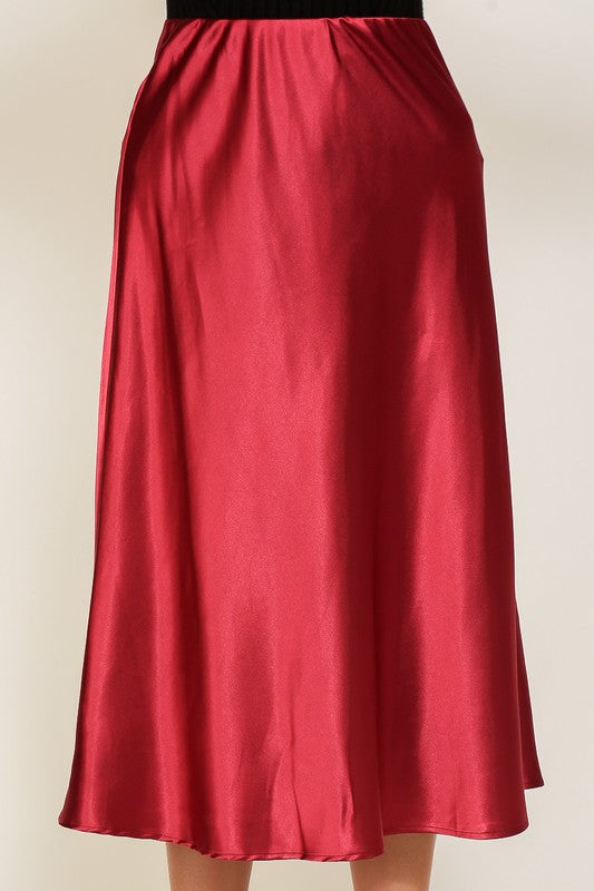 Shop Women's Lux Satin Midi Flare Skirt | Boutique Clothing & Jewelry, Skirts, USA Boutique