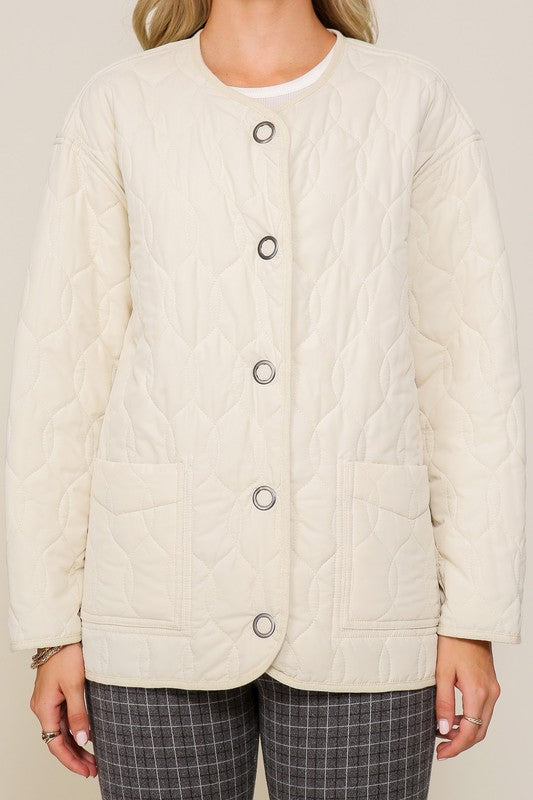 Shop Women's Quilted Puffer Jacket with Pockets | Boutique Clothing, Jackets, USA Boutique