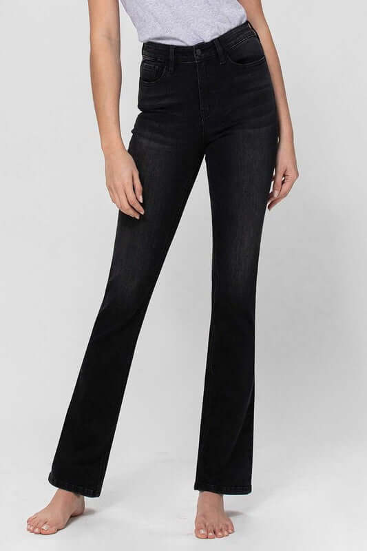 Significant Washed Black High Rise Slim Bootcut Jeans