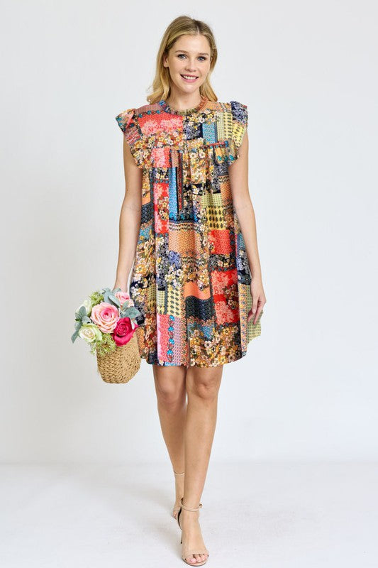 Shop Spring Floral Print Ruffle Hem Shift Dress Women's Boutique Clothing, Dresses, USA Boutique