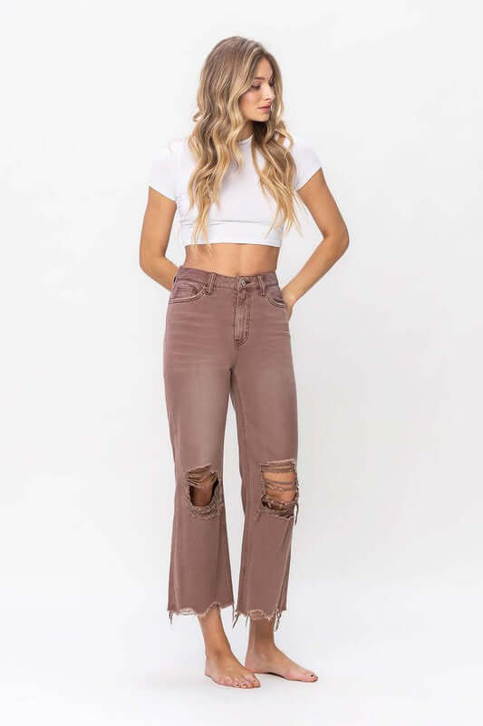 Aztec 90's Vintage Distressed Crop Flare Jean