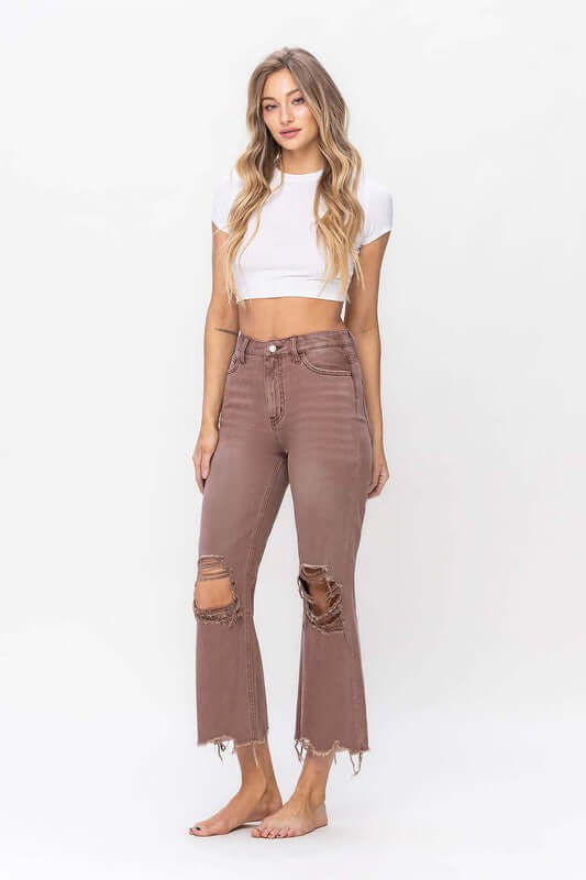 Aztec 90's Vintage Distressed Crop Flare Jean