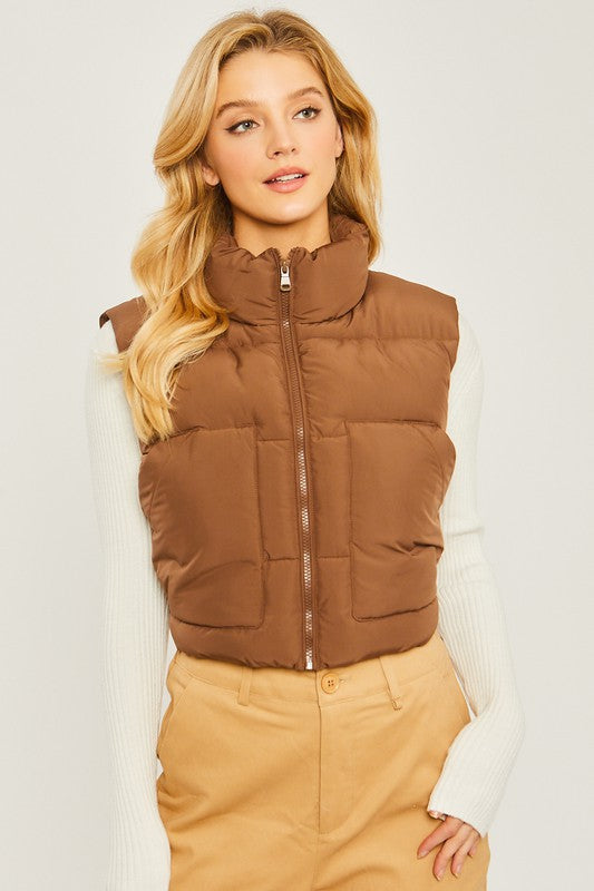 Puffer Vest Jacket With Pockets