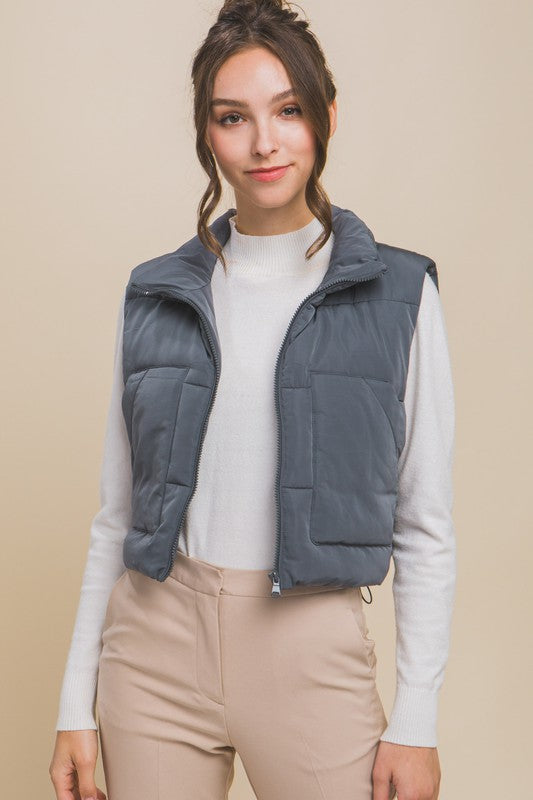 Puffer Vest Jacket With Pockets