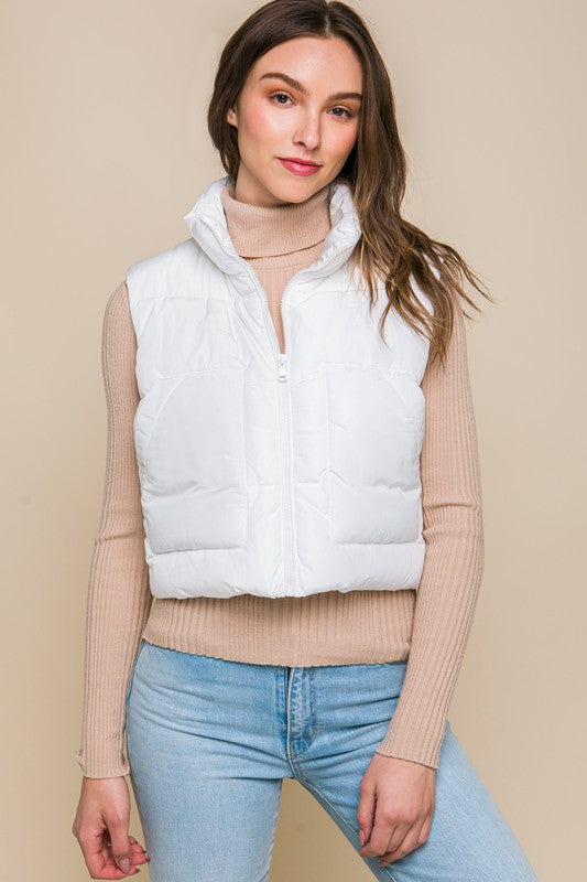 Puffer Vest Jacket With Pockets