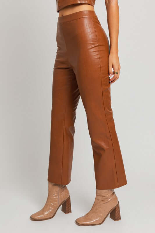 PU Leather Straight Pants