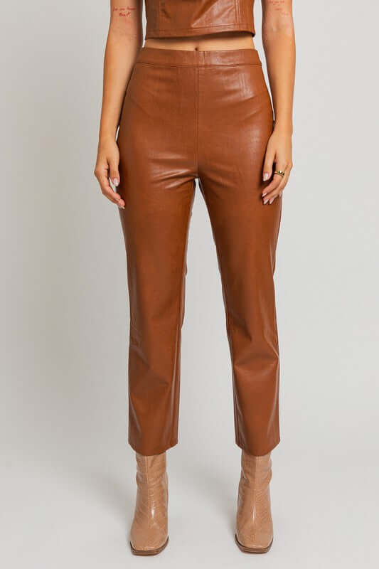 PU Leather Straight Pants