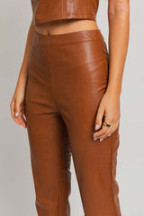 PU Leather Straight Pants