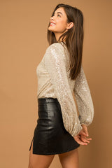 Shop Women's Long Sleeve Sequin Wrap Bodysuit | USA Boutique Online, Bodysuits, USA Boutique