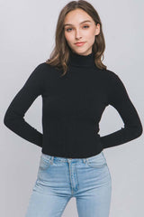 Classic Turtleneck Ribbed Knit Sweater Top