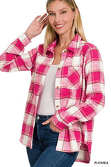 Chic Cotton Plaid Shacket Jacket, ZENANA, $ 52.95