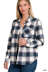 Chic Cotton Plaid Shacket Jacket, ZENANA, $ 52.95