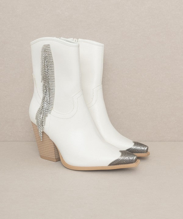 OASIS SOCIETY Kai - Rhinestone Fringe Western Ankle Boots