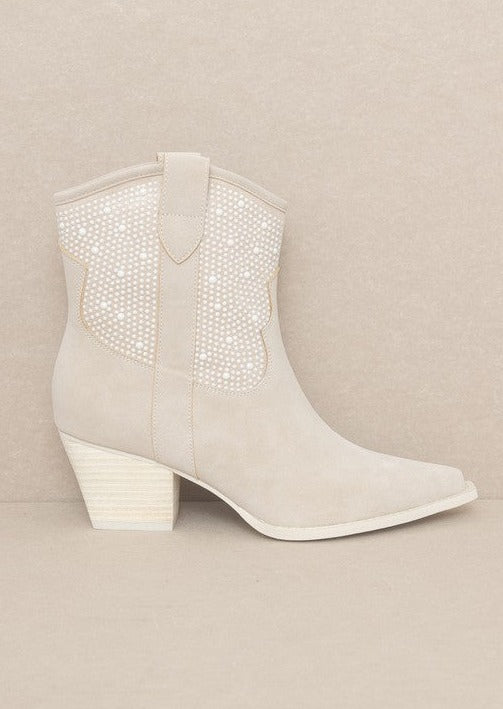 Shop OASIS SOCIETY Cannes - Women's Pearl Studded Western Boots, Western Boots, USA Boutique