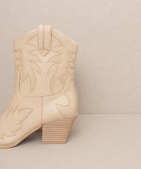 OASIS SOCIETY Nantes - Taupe Beige Embroidered Cowboy Western Boots