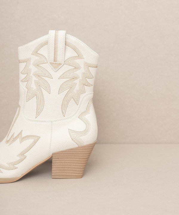 OASIS SOCIETY Nantes - Taupe Beige Embroidered Cowboy Western Boots