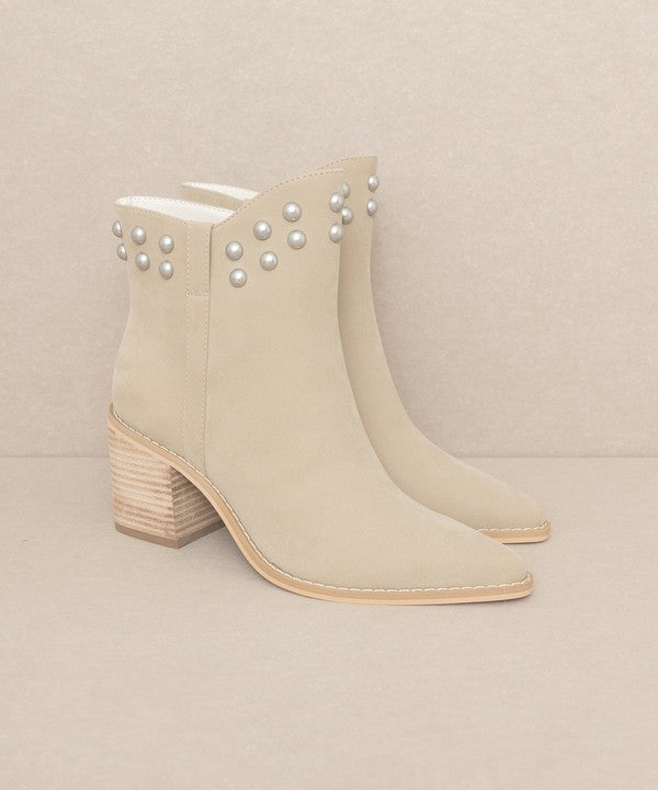 OASIS SOCIETY Alofi - Taupe Studded Collar Booties Boots