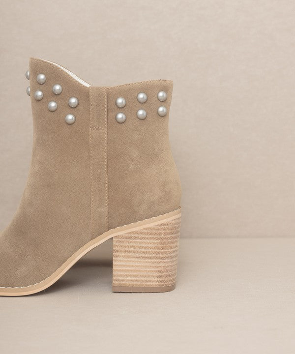 OASIS SOCIETY Alofi - Taupe Studded Collar Booties Boots