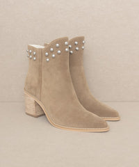 OASIS SOCIETY Alofi - Taupe Studded Collar Booties Boots