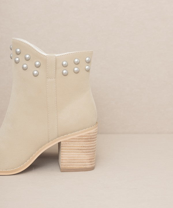 OASIS SOCIETY Alofi - Taupe Studded Collar Booties Boots