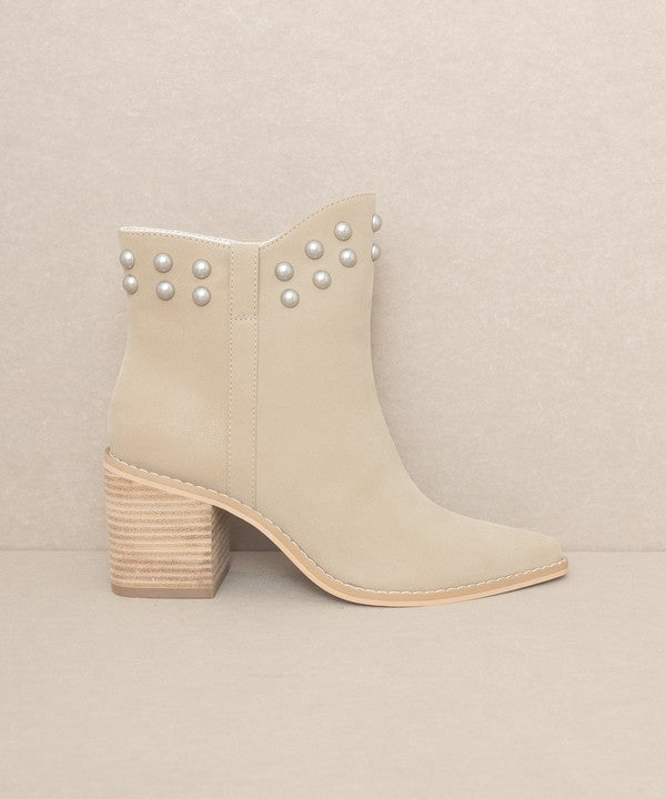 OASIS SOCIETY Alofi - Taupe Studded Collar Booties Boots