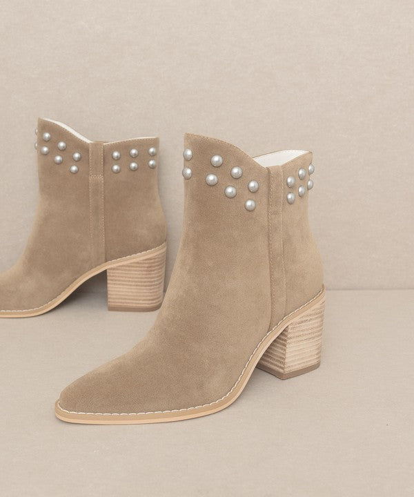 OASIS SOCIETY Alofi - Taupe Studded Collar Booties Boots