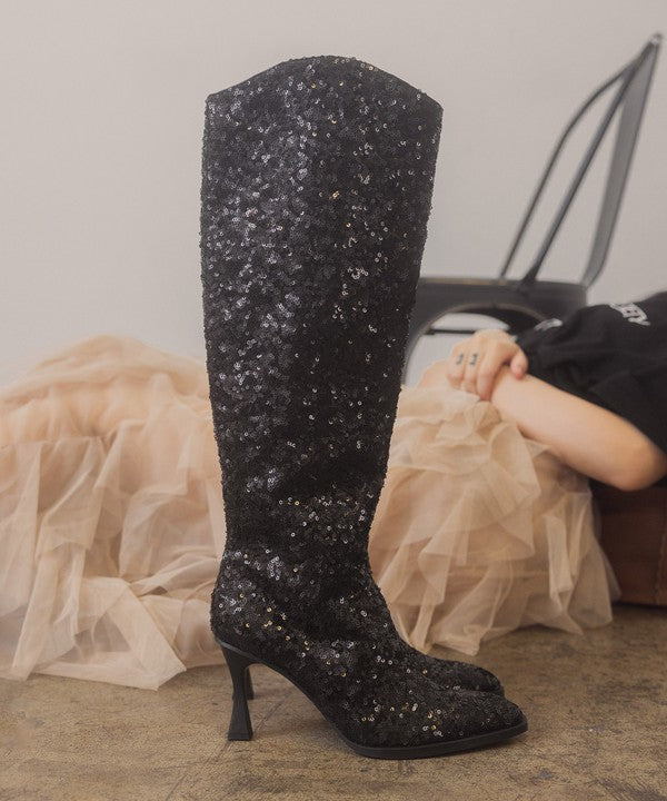 Shop OASIS SOCIETY Jewel - Women's Knee High Sequin Boots Party Must-have, Knee High Boots, USA Boutique