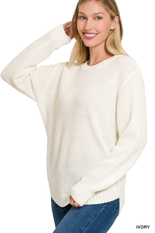 ROUND NECK BASIC SWEATER, ZENANA, $ 29.00