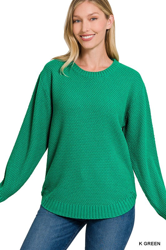 ROUND NECK BASIC SWEATER, ZENANA, $ 29.00