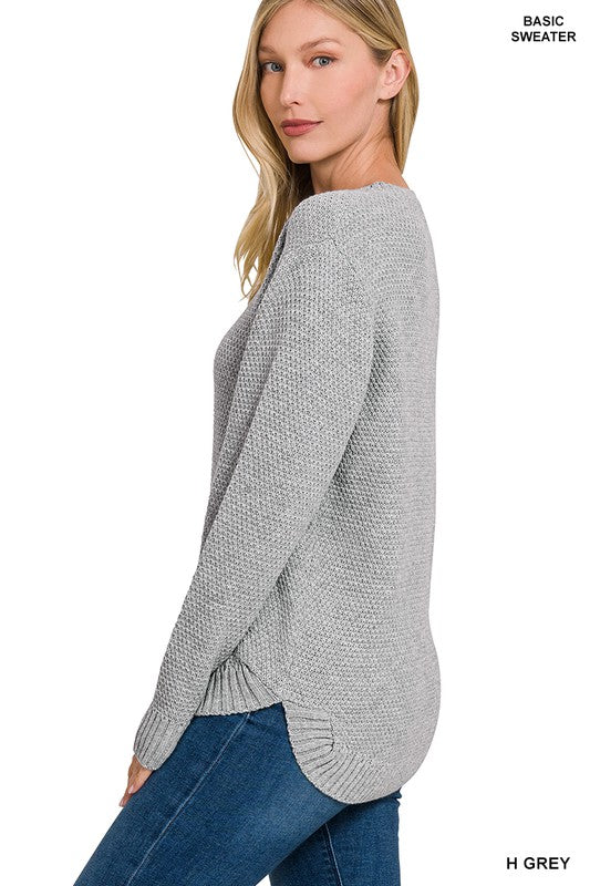 ROUND NECK BASIC SWEATER, ZENANA, $ 29.00