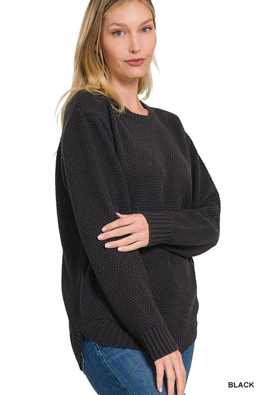 ROUND NECK BASIC SWEATER, ZENANA, $ 29.00