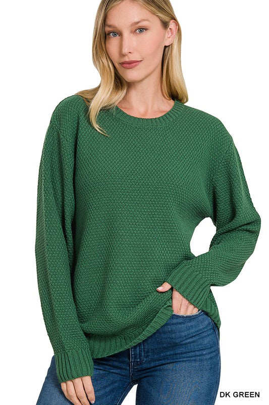 ROUND NECK BASIC SWEATER, ZENANA, $ 29.00