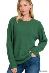 ROUND NECK BASIC SWEATER, ZENANA, $ 29.00