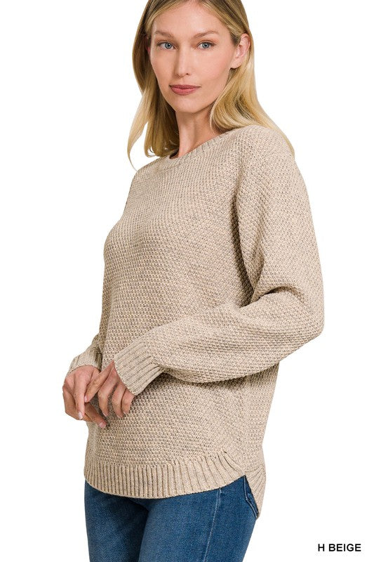 ROUND NECK BASIC SWEATER, ZENANA, $ 29.00