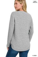 ROUND NECK BASIC SWEATER, ZENANA, $ 29.00