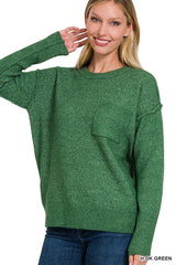 Hi-Low Hem Round Neck Sweater, ZENANA, $ 45.95