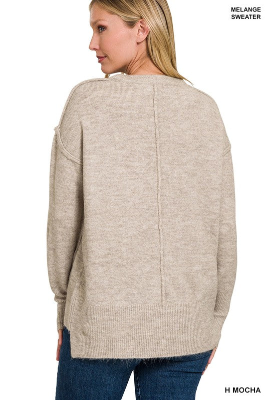 Hi-Low Hem Round Neck Sweater, ZENANA, $ 45.95