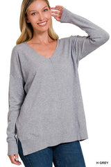 GARMENT DYED FRONT SEAM SWEATER, ZENANA, $ 40.95