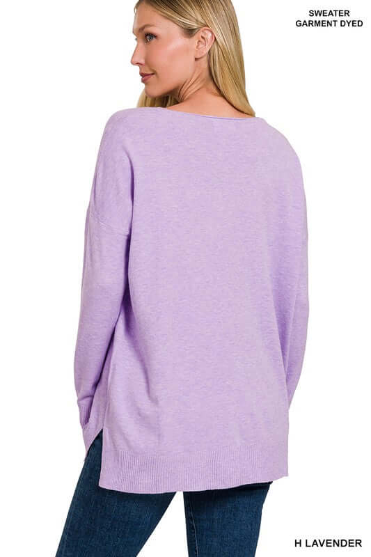 GARMENT DYED FRONT SEAM SWEATER, ZENANA, $ 40.95