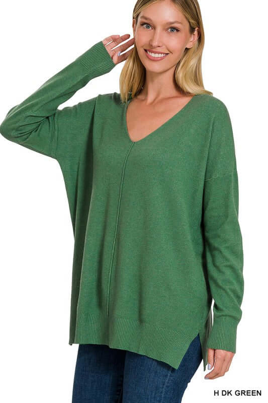 GARMENT DYED FRONT SEAM SWEATER, ZENANA, $ 40.95