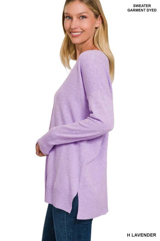 GARMENT DYED FRONT SEAM SWEATER, ZENANA, $ 40.95