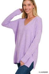 GARMENT DYED FRONT SEAM SWEATER, ZENANA, $ 40.95